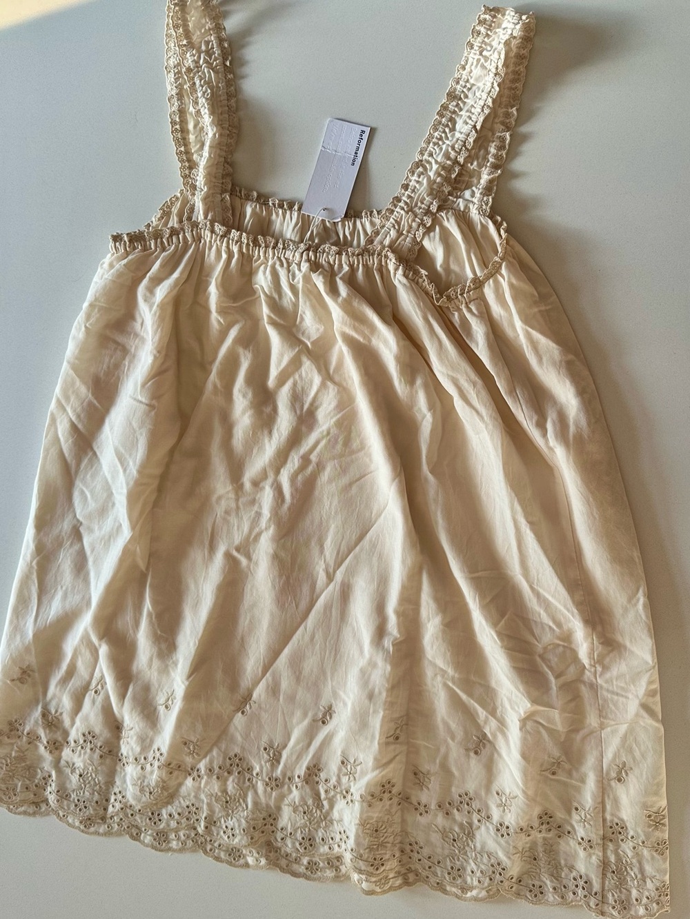 Reformation Tullia Dress Cream Beige Eyelet - Size 6 - New! - Picture 2 of 4